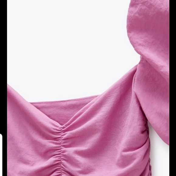 ZARA Ruched Balloon Sleeve Top - Picture 5 of 5